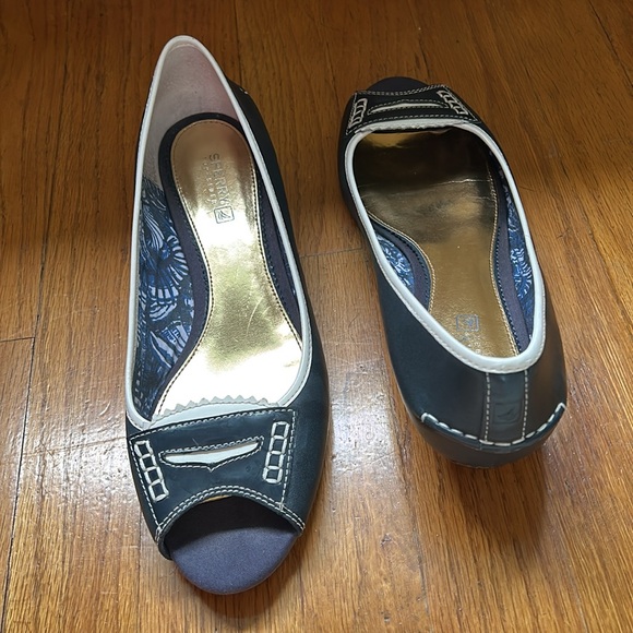 Sperry Topsider Blue Wedge Heel Shoe size 8 - Picture 5 of 6